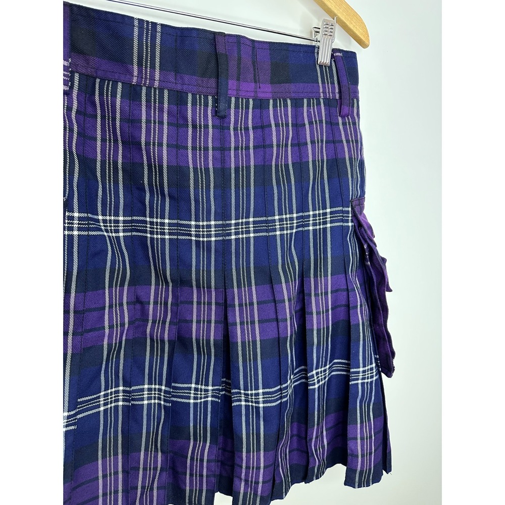 Five Rivers 5R Purple Plaid Utility Kilt Cargo Pockets Size 38 Cosplay Festival - Picture 10 of 14